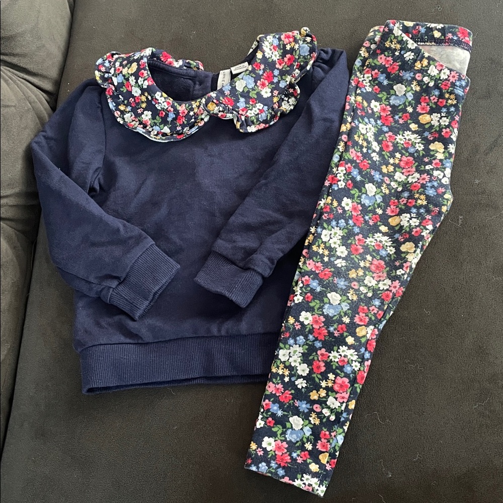 Janie and Jack Navy Floral Kids Matching Set